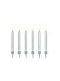 6 velas de cumpleaños plateadas (6 cm) - Partydeco | Funidelia