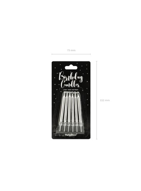 6 velas de cumpleaños plateadas (6 cm) - Partydeco | Funidelia