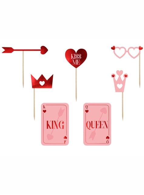 7 accesorios photocall “King-Queen“ - Valentine Collection - Partydeco | Funidelia