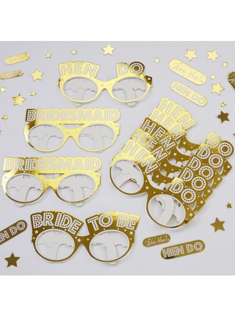 8 accesorios photocall de gafas doradas de papel - Woo Hoo Hen Do - Neviti | Funidelia