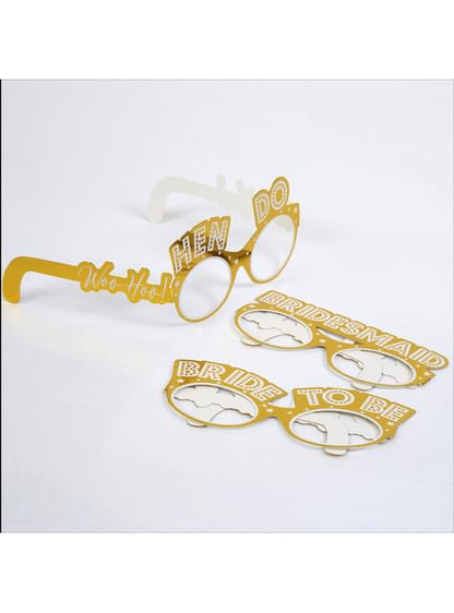 8 accesorios photocall de gafas doradas de papel - Woo Hoo Hen Do - Neviti | Funidelia