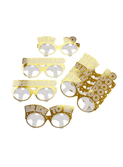 8 accesorios photocall de gafas doradas de papel - Woo Hoo Hen Do - Neviti | Funidelia