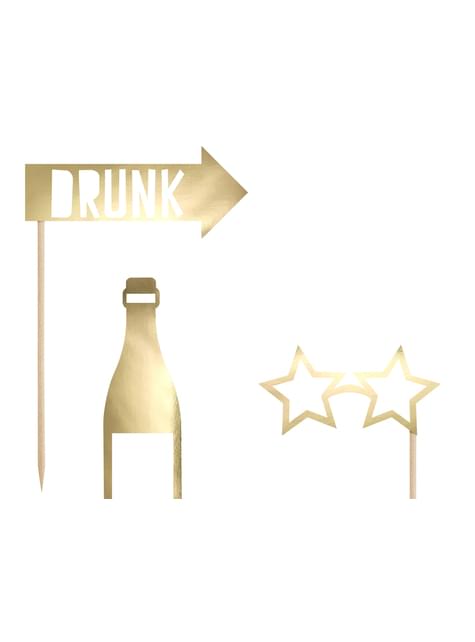 8 accesorios photocall dorados de nochevieja - Happy New Year Collection - Partydeco | Funidelia
