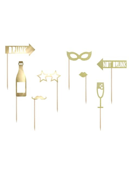 8 accesorios photocall dorados de nochevieja - Happy New Year Collection - Partydeco | Funidelia