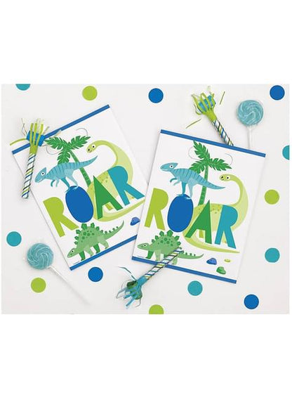 8 bolsas de chucherías de dinosaurio - Blue & Green Dinosaur - Unique | Funidelia