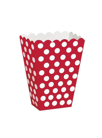 8 cajas de palomitas rojo con topos blancos - Línea colores Básicos