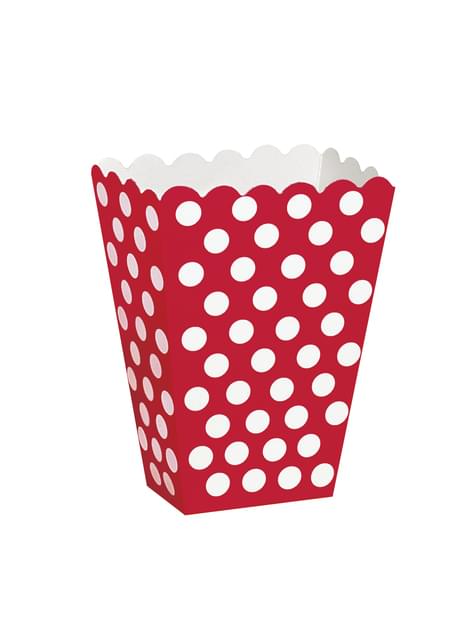 8 cajas de palomitas rojo con topos blancos - Línea colores Básicos