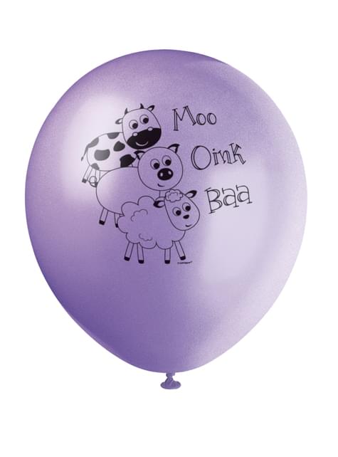 8 globos verdes con animales de granja (30 cm) - Farmyard Party - Unique | Funidelia