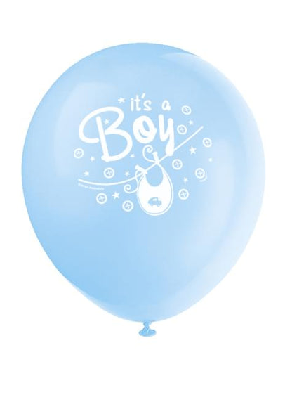 8 globos azules It’s a boy! (30 cm) - Blue Clothesline Baby Shower - Unique | Funidelia