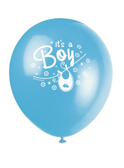8 globos azules It’s a boy! (30 cm) - Blue Clothesline Baby Shower - Unique | Funidelia