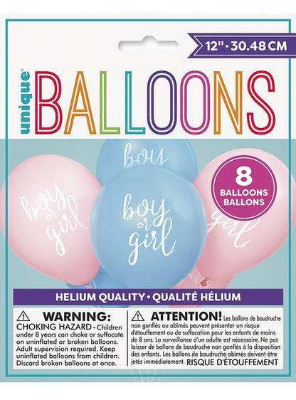 8 globos de látex (32 cm) - Boy or Girl - Unique | Funidelia