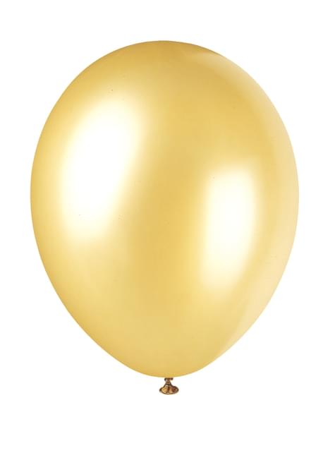 8 globos dorados metalizados (30 cm) - Línea Colores Básicos - Unique | Funidelia