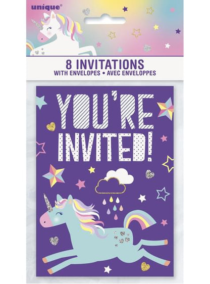 8 invitaciones de unicornio - Happy Unicorn - Unique | Funidelia