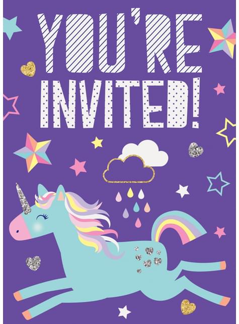 8 invitaciones de unicornio - Happy Unicorn - Unique | Funidelia