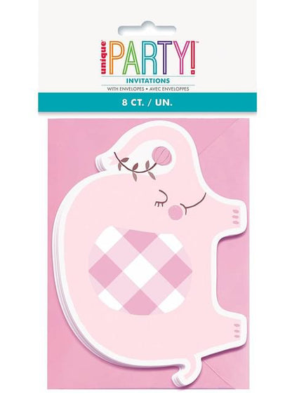 8 invitaciones elefante rosa baby Shower - Pink Floral Elephant - Unique | Funidelia