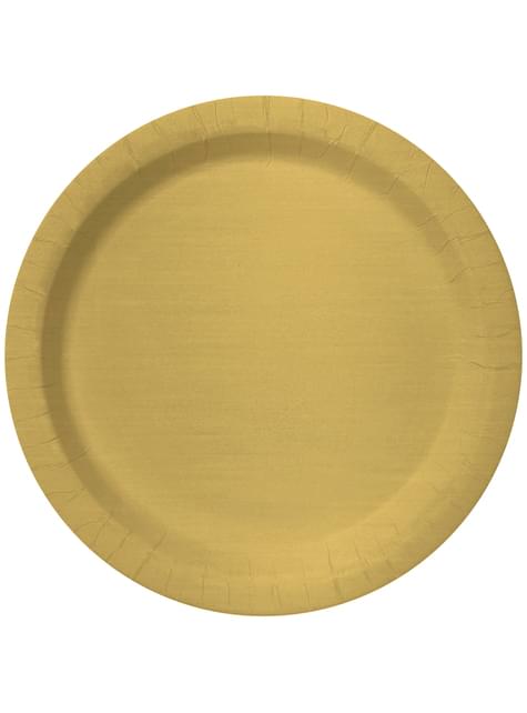 8 platos color dorado (23cm) - Colores lisos - Funiglobal | Funidelia