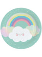 8 platos de arcoíris (23 cm) - Rainbow & Cloud - AMSCAN | Funidelia