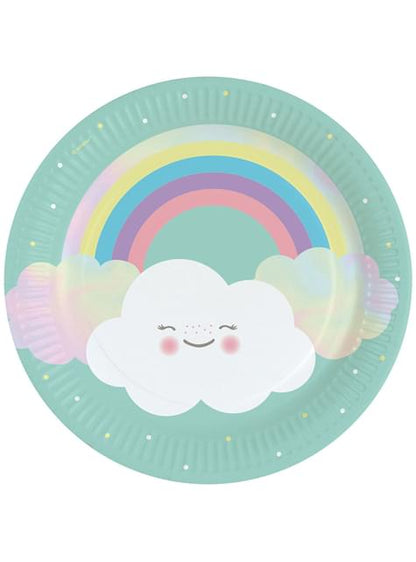 8 platos de arcoíris (23 cm) - Rainbow & Cloud - AMSCAN | Funidelia