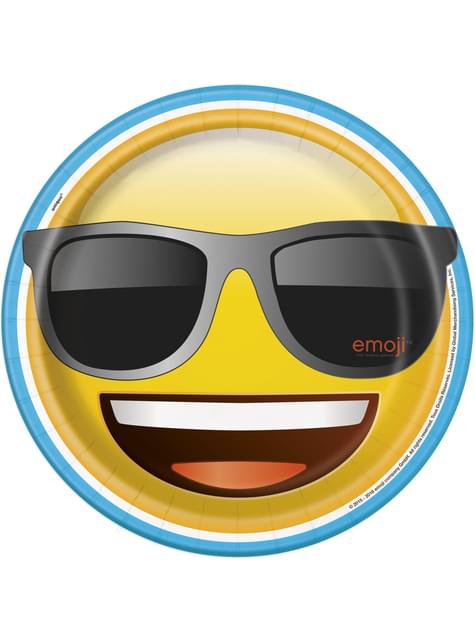 8 platos de emoticono sonriente (23 cm) - Emoji - Unique | Funidelia