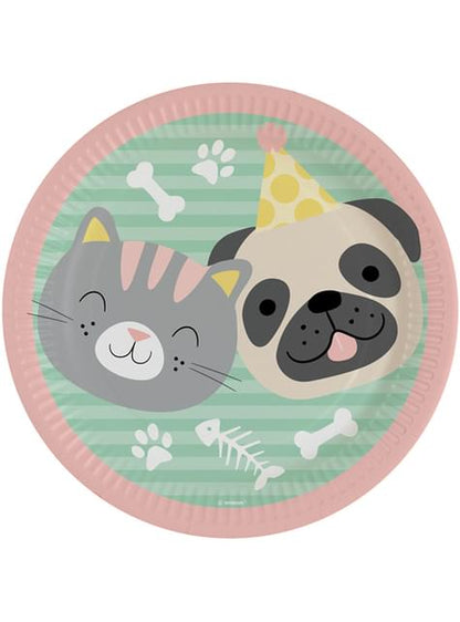 8 platos de gatos y perros (23 cm) - Hello Pets - AMSCAN | Funidelia