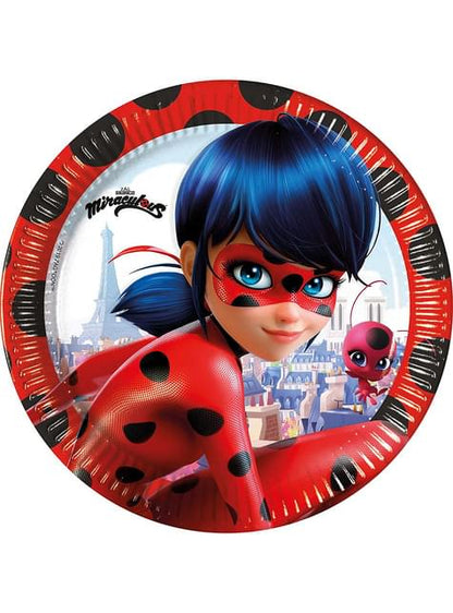 8 platos de Ladybug (23cm) - Miraculous Ladybug - Procos | Funidelia