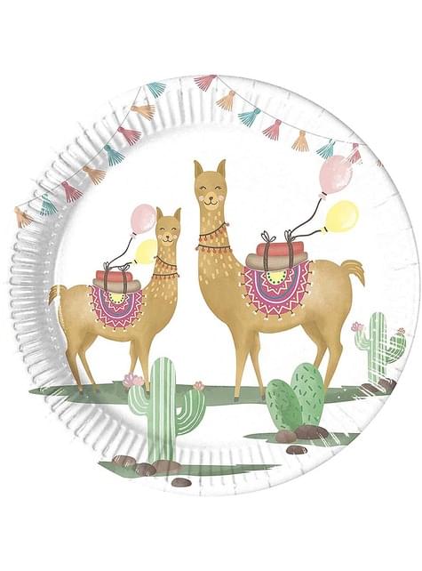 8 platos de llama pequeños (20 cm) - Llama - Procos | Funidelia