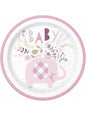8 platos elefante rosa baby Shower (23 cm) - Pink Floral Elephant - Unique | Funidelia
