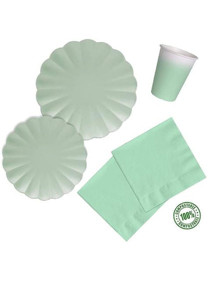 8 platos en forma de flor verde menta (23 cm)