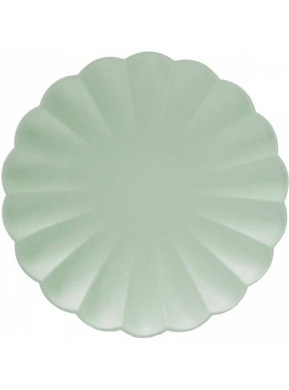 8 platos en forma de flor verde menta (23 cm)