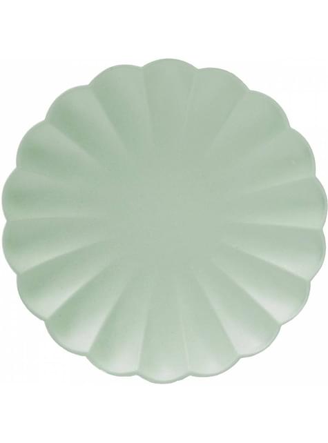 8 platos en forma de flor verde menta (23 cm)