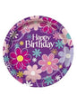 8 platos “Happy Birthday“ flores (23 cm) - Unique | Funidelia