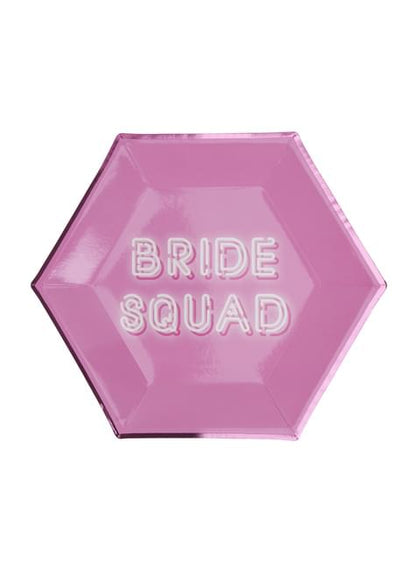 8 platos hexagonales rosas de papel (27 cm) - Bride Squad - Neviti | Funidelia