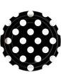 8 platos negro con topos blancos pequeños (18 cm)