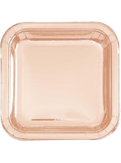 8 platos oro rosa pequeños (18 cm) - Línea Colores Básicos - Unique | Funidelia