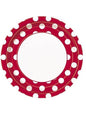 8 platos rojo topos blancos (23 cm) - Línea Colores Básicos - Unique | Funidelia