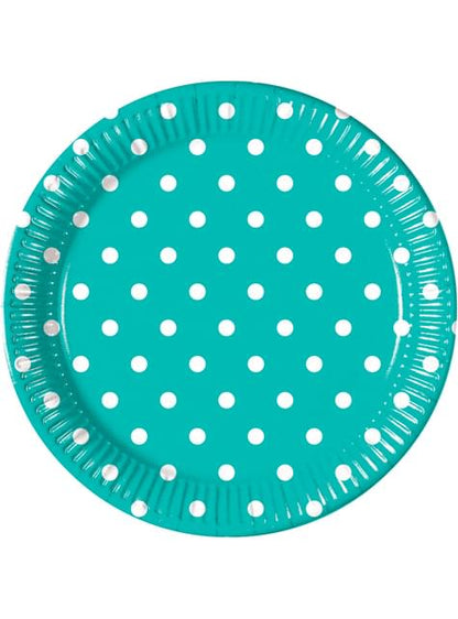 8 platos Turquoise Dots (23 cm) - Procos | Funidelia