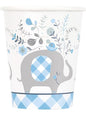 8 vasos Baby Shower de elefante azul - Blue Floral Elephant