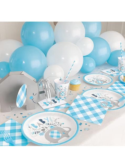 8 vasos Baby Shower de elefante azul - Blue Floral Elephant
