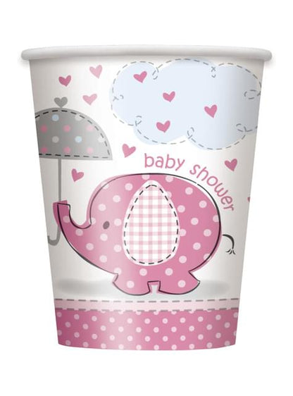 8 vasos baby Shower de elefante rosa - Pink Floral Elephant - Unique | Funidelia