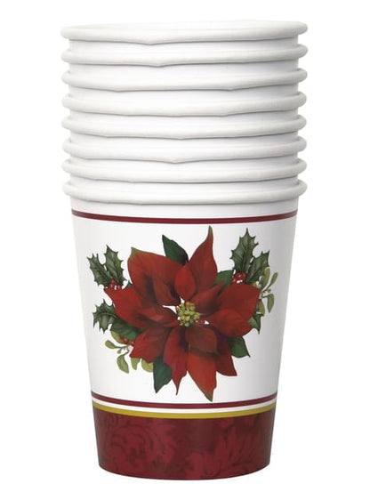 8 vasos con flor de pascua elegante - Holly Poinsettia - Unique | Funidelia