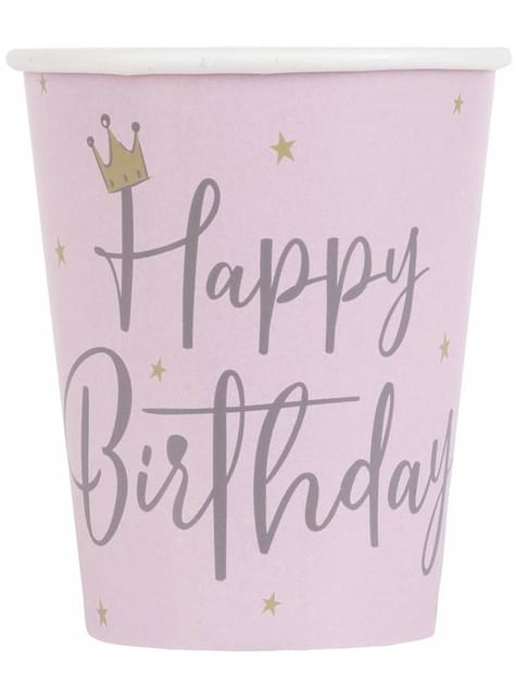 8 vasos de “Happy Birthday“ cisne - Swan Birthday