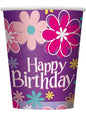 8 vasos de Happy Birthday flower - Unique | Funidelia