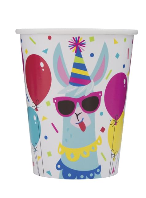 8 vasos de Llama Birthday