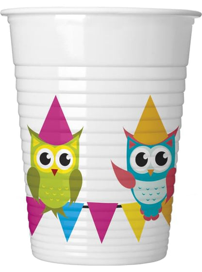 8 vasos de plástico de búhos divertidos - Procos | Funidelia