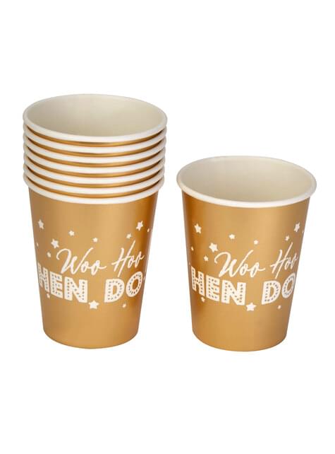 8 vasos dorados de papel - Woo Hoo Hen Do - Neviti | Funidelia