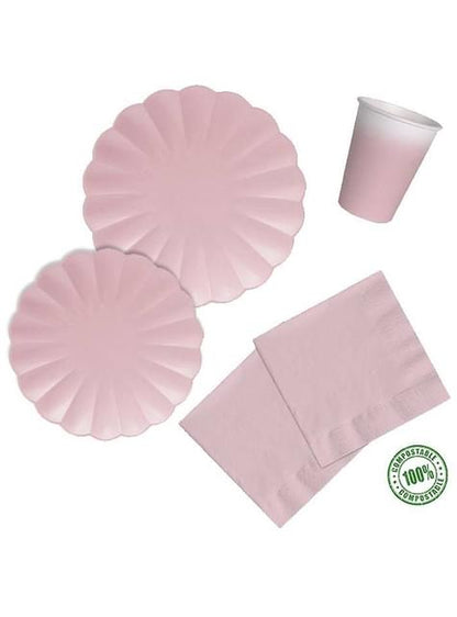 8 vasos en forma de flor rosa claro