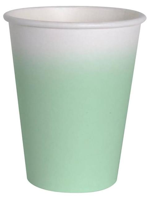 8 vasos en forma de flor verde menta