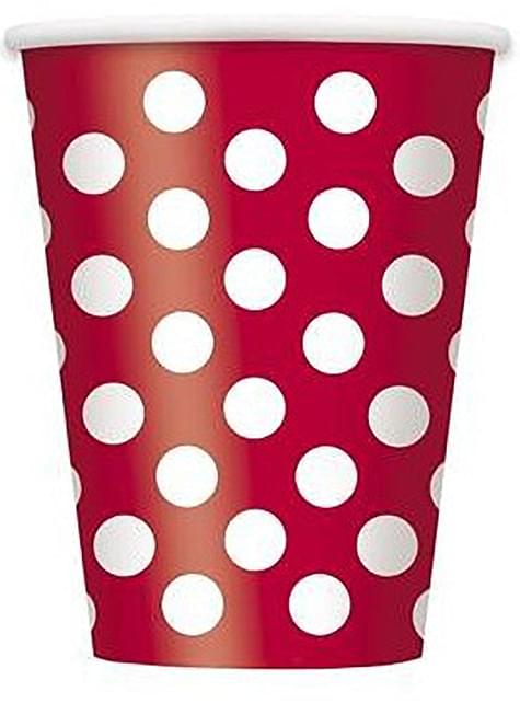 8 vasos rojos con topos blancos - Línea Colores Básicos