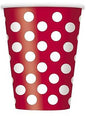 8 vasos rojos con topos blancos - Línea Colores Básicos