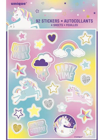 92 mini pegatinas variadas de unicornio - Happy Unicorn - Unique | Funidelia